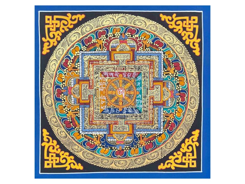 Buddhist Handmade Thangka – Tibetan Om Mandala (Student Mandala)