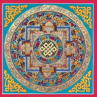 Buddhist Handmade Thangka – Endless Knot Mandala (Student Mandala)