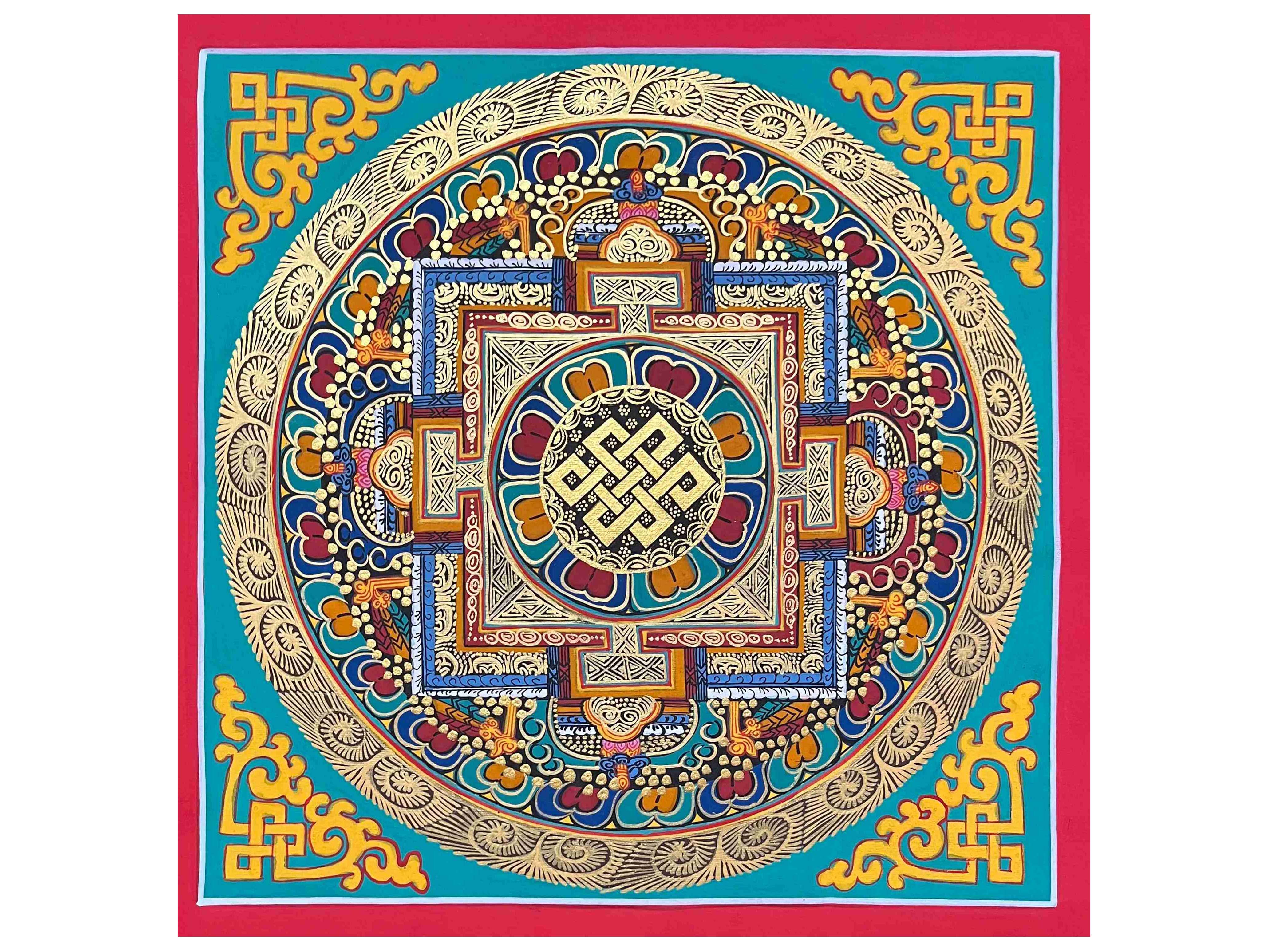 Buddhist Handmade Thangka – Endless Knot Mandala (Student Mandala)