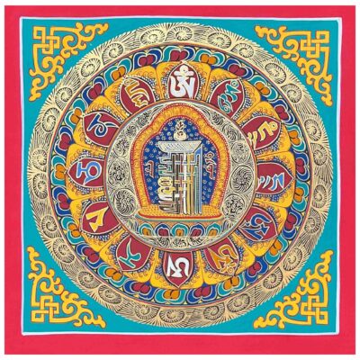 Buddhist Handmade Thangka – Old Kalachakra Mandala (Student Mandala)