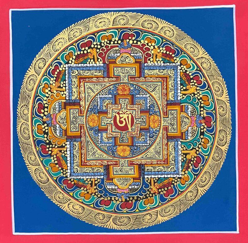 Buddhist Handmade Thangka – Tibetan Om Mandala (Student Mandala) - Image 2