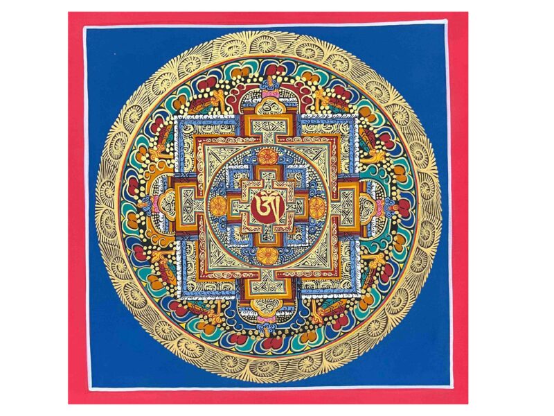 Buddhist Handmade Thangka – Tibetan Om Mandala (Student Mandala)