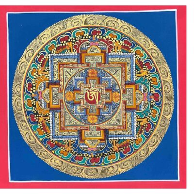 Buddhist Handmade Thangka – Tibetan Om Mandala (Student Mandala)