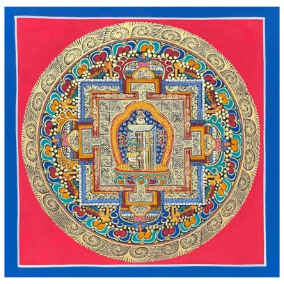 Buddhist Handmade Thangka – Old Kalachakra Mandala (Student Mandala)