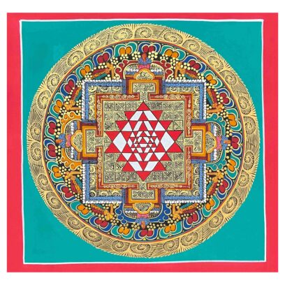 Buddhist Handmade Thangka – Sri Yantra Mandala (Student Mandala)