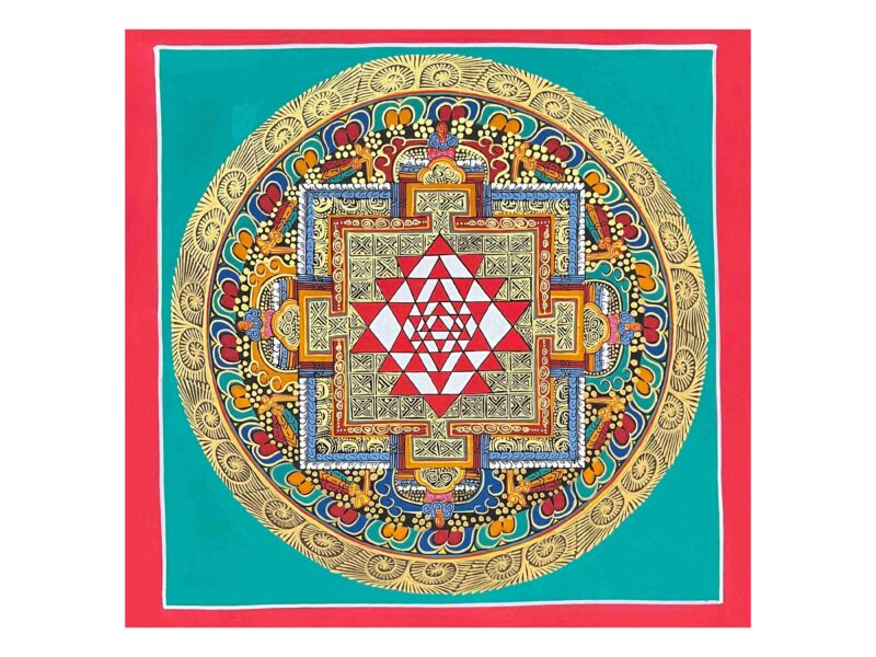 Buddhist Handmade Thangka – Sri Yantra Mandala (Student Mandala)