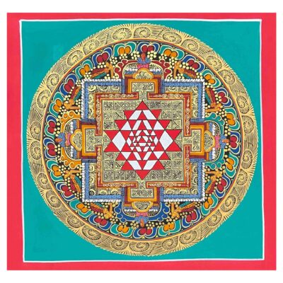 Buddhist Handmade Thangka – Sri Yantra Mandala (Student Mandala)