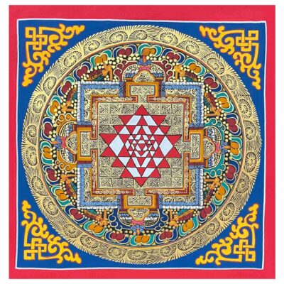 Mandala | HQ – Handcrafted Buddhist Thangka Painting of Sri Yantra Mandala | Hand-Painted | Student Mandala