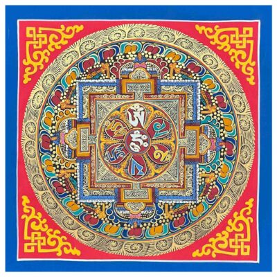 Mandala | HQ – Handcrafted Buddhist Thangka Painting of Om Mani Padme Hum Mandala | Hand-Painted | Student Mandala