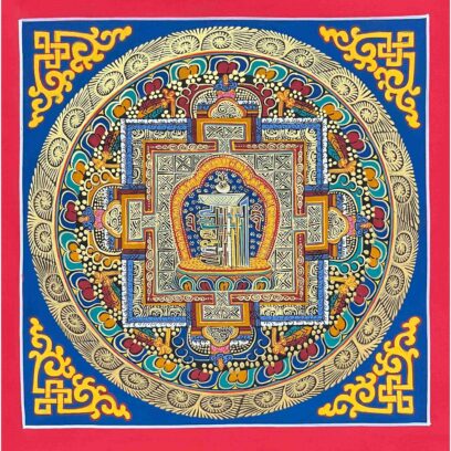 Mandala | HQ – Buddhist Handmade Thangka Painting of Old Kalachakra Mandala | Hand-Painted | Student Mandala  Item Code: HME25494