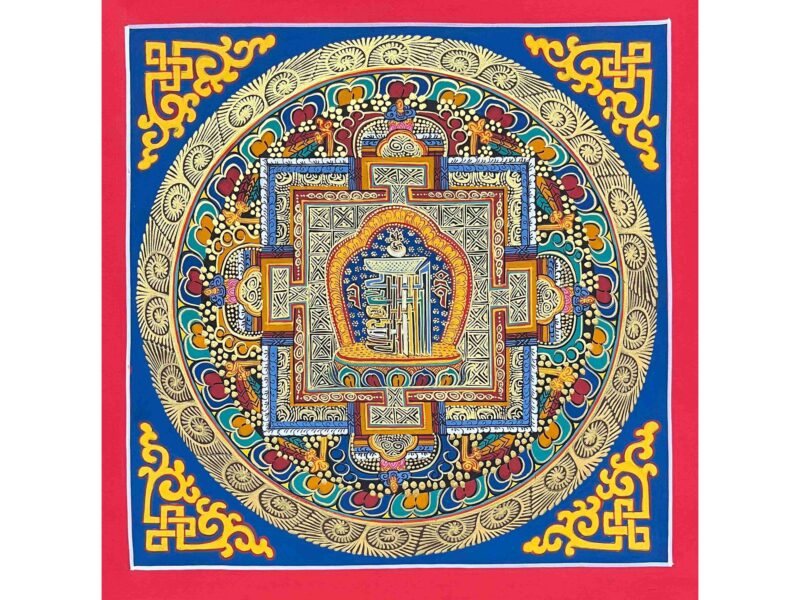 Mandala | HQ – Buddhist Handmade Thangka Painting of Old Kalachakra Mandala | Hand-Painted | Student Mandala  Item Code: HME25494