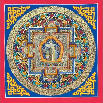 Mandala | HQ – Buddhist Handmade Thangka Painting of Old Kalachakra Mandala | Hand-Painted | Student Mandala  Item Code: HME25494