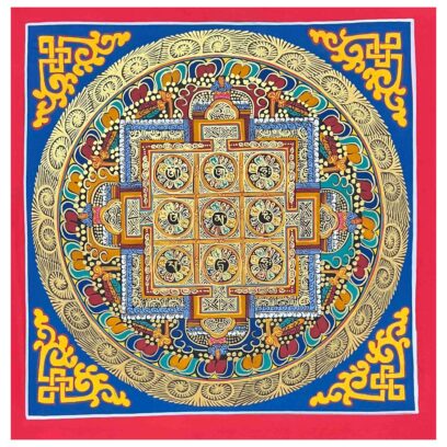 Mandala | HQ – Buddhist Handmade Thangka Painting of Nine Planet Mandala | Hand-Painted | Student Mandala