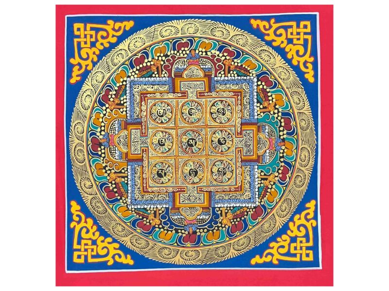 Mandala | HQ – Buddhist Handmade Thangka Painting of Nine Planet Mandala | Hand-Painted | Student Mandala