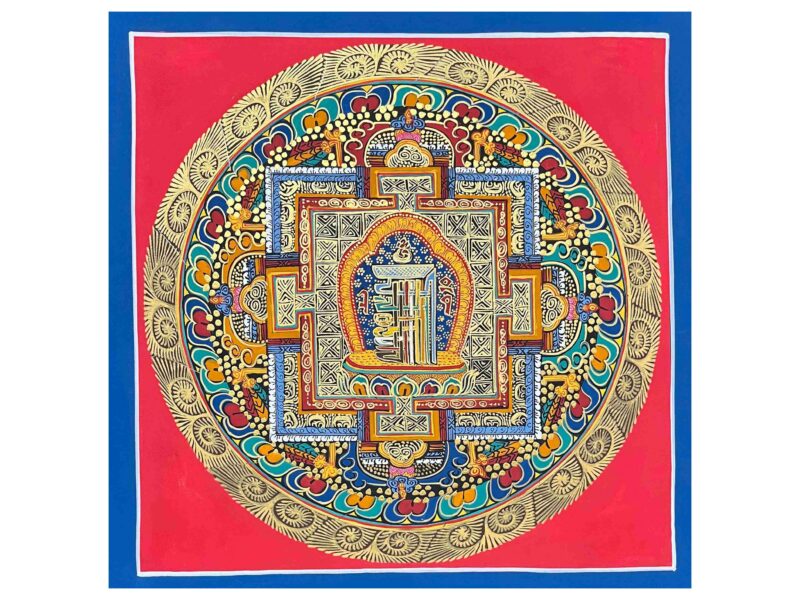 HQ – Buddhist Handmade Thangka Painting of Old Kalachakra Symbol Mandala | Hand-Painted | Student Mandala