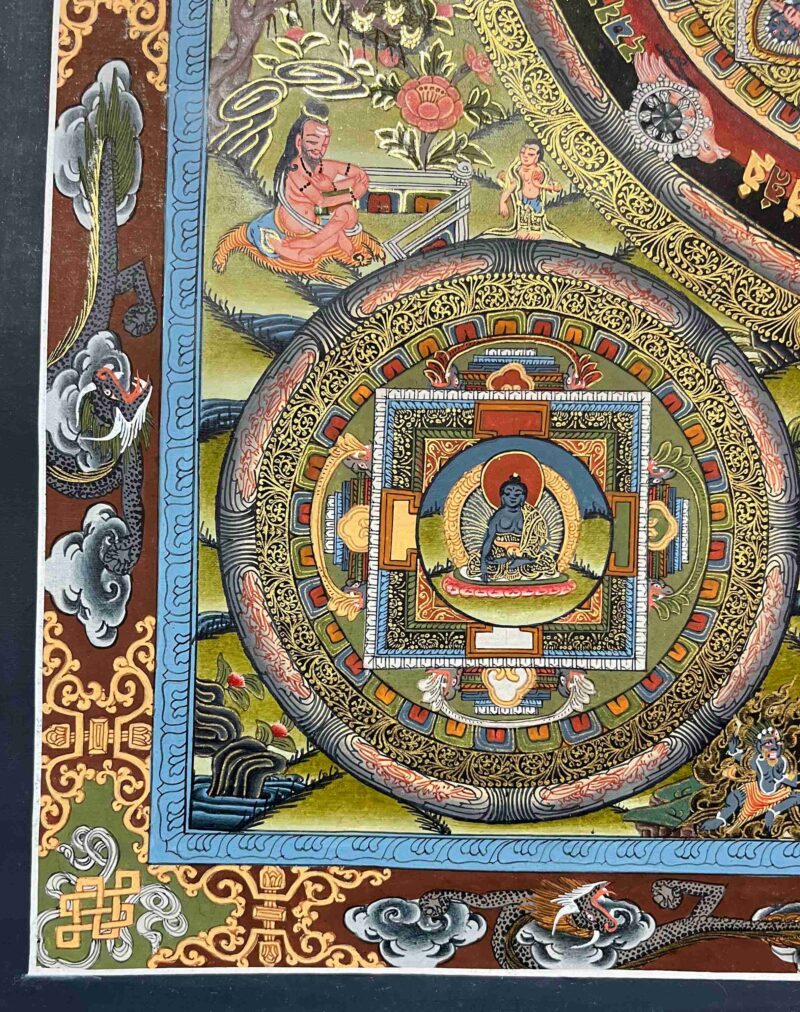Buddhist Handmade Thangka Painting Of Pancha Buddha, Real Gold, Hand Painted (Sold) - Image 2