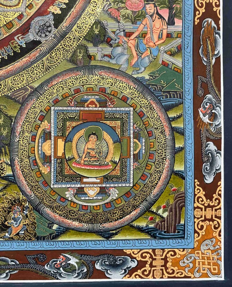 Buddhist Handmade Thangka Painting Of Pancha Buddha, Real Gold, Hand Painted (Sold) - Image 4