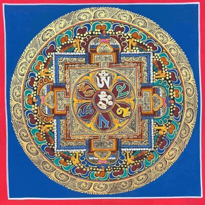 Buddhist Handmade Thangka Painting – Om Mani Padme Hum Mandala, Hand-Painted, Student Mandala