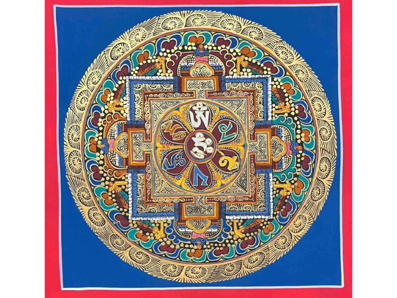Buddhist Handmade Thangka Painting – Om Mani Padme Hum Mandala, Hand-Painted, Student Mandala