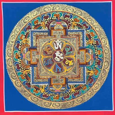 Buddhist Handmade Thangka Painting – Om Mani Padme Hum Mandala, Hand-Painted, Student Mandala