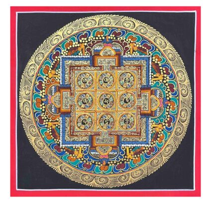 Buddhist Handmade Thangka Painting – Nine Planet Mandala, Hand-Painted, Student Mandala