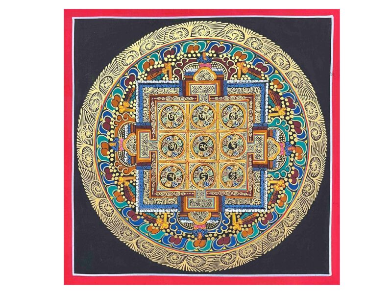 Buddhist Handmade Thangka Painting – Nine Planet Mandala, Hand-Painted, Student Mandala