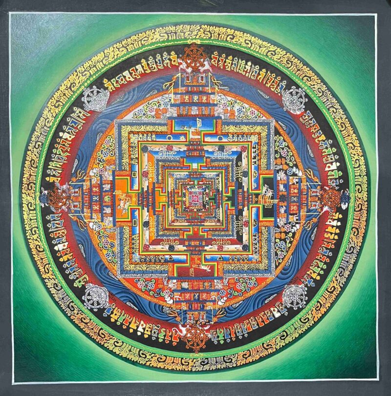 Buddhist Handmade Thangka Painting – Kalachakra Mandala, Hand-Painted - Image 2