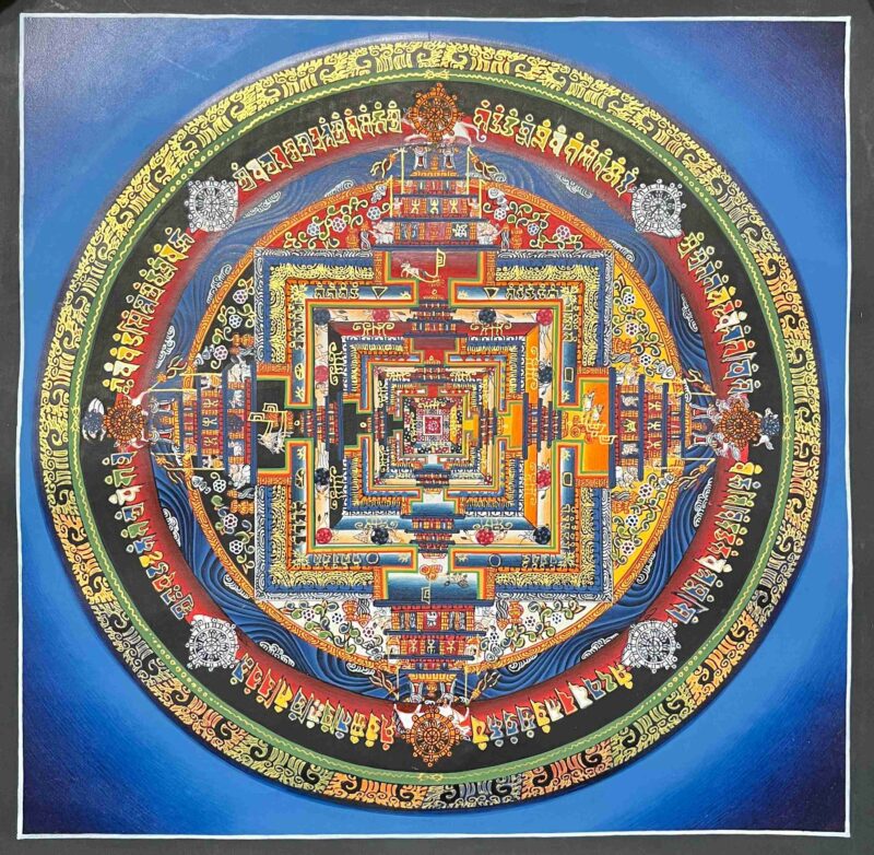 Buddhist Handmade Thangka Painting – Kalachakra Mandala, Hand-Painted - Image 2