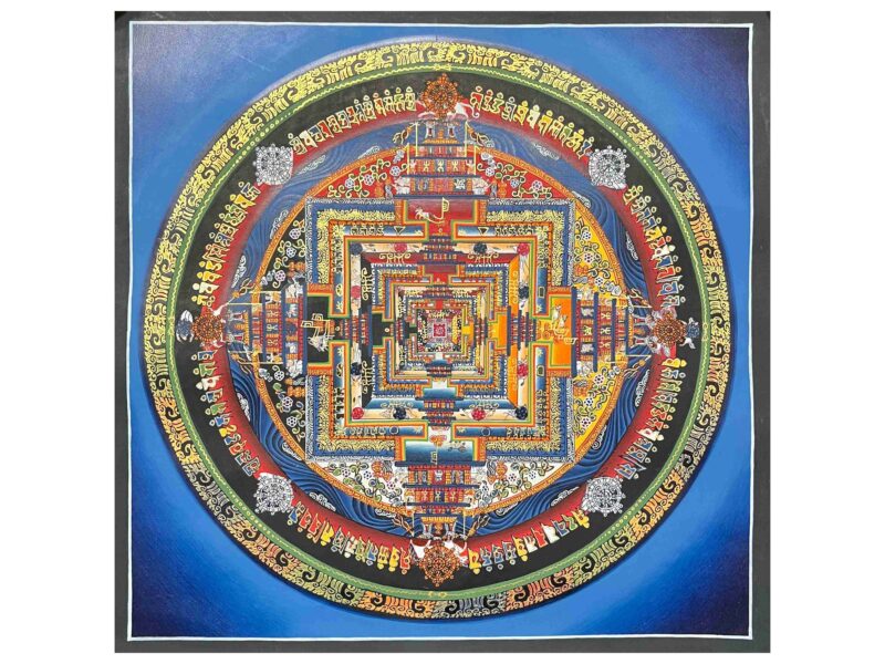 Buddhist Handmade Thangka Painting – Kalachakra Mandala, Hand-Painted