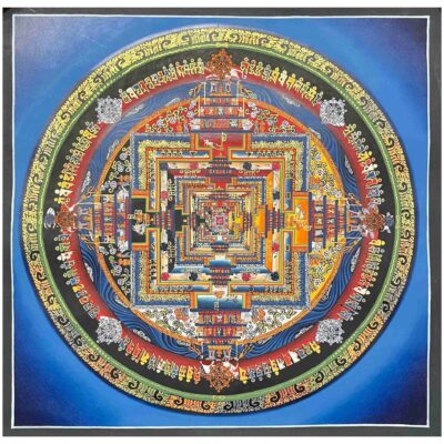 Buddhist Handmade Thangka Painting – Kalachakra Mandala, Hand-Painted