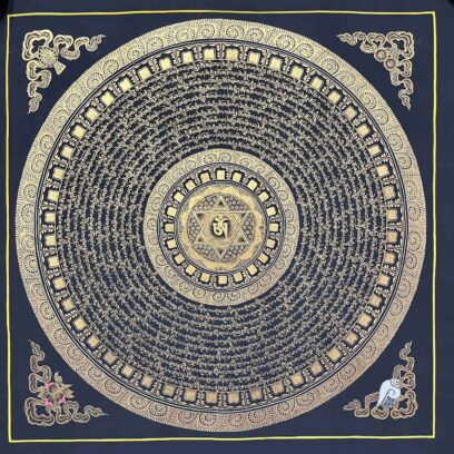 Buddhist Handmade Thangka Painting – Mantra Mandala, Hand-Painted