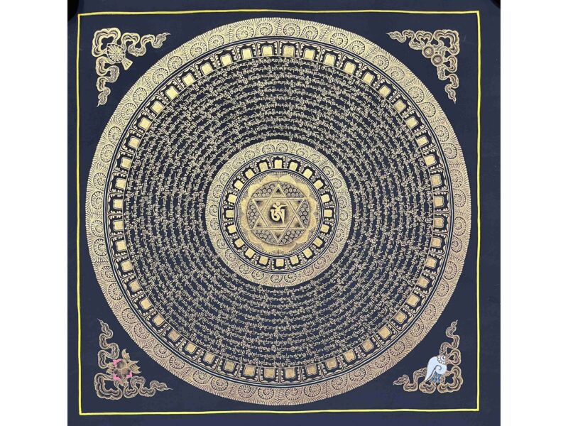 Buddhist Handmade Thangka Painting – Mantra Mandala, Hand-Painted