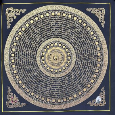 Buddhist Handmade Thangka Painting – Mantra Mandala, Hand-Painted