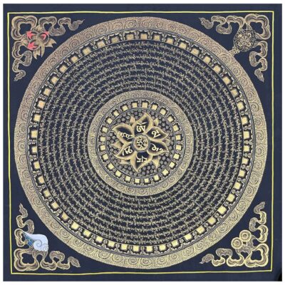 Buddhist Handmade Thangka Painting – Mantra Mandala, Hand-Painted