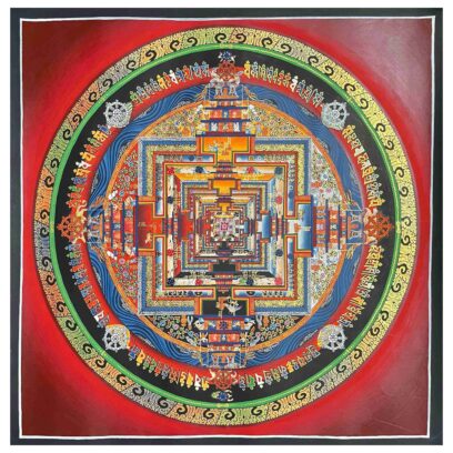 Buddhist Handmade Thangka Painting – Kalachakra Mandala, Hand-Painted