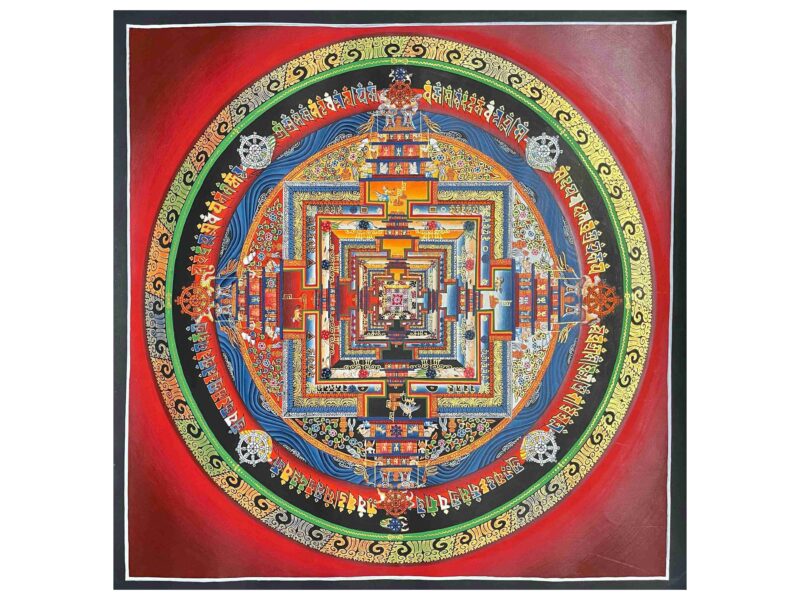 Buddhist Handmade Thangka Painting – Kalachakra Mandala, Hand-Painted