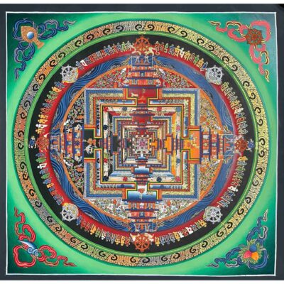 Buddhist Handmade Thangka Painting – Kalachakra Mandala, Hand-Painted