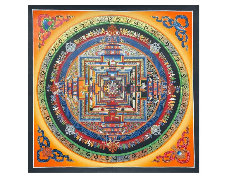 Buddhist Handmade Thangka Painting – Kalachakra Mandala, Hand-Painted