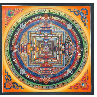 Buddhist Handmade Thangka Painting – Kalachakra Mandala, Hand-Painted