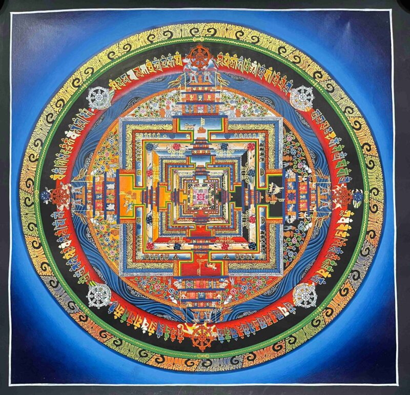 Buddhist Handmade Thangka Painting of Kalachakra Mandala - Image 2