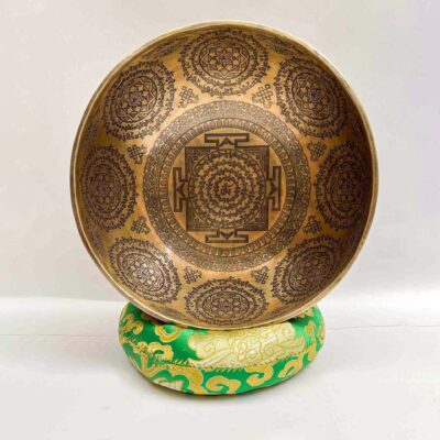 Buddhist Handmade Jambati Singing Bowl with Yantra Design – Fine Carving