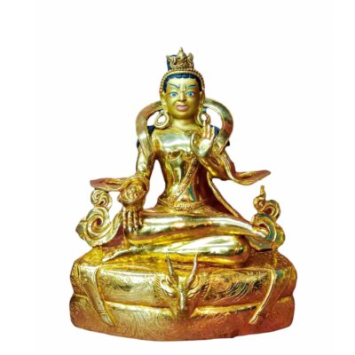 Buddhist Handmade Statue of Naropa – Full Gold Plated, Stone Setting, Face Painted