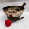 Buddhist Hand-Beaten Jambati Singing Bowl with Carving - Image 3