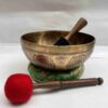 Buddhist Hand-Beaten Jambati Singing Bowl with Green Tara Design & Carving - Image 2