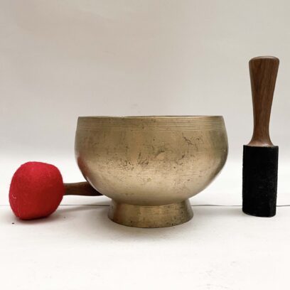Old Hand-Beaten Bronze Stand Naga Singing Bowl with Stand – Antique