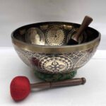 Buddhist Hand-Beaten Jambati Singing Bowl with Aparimita Design & Carving - Image 4