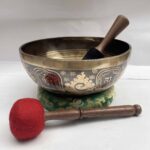 Buddhist Hand-Beaten Jambati Singing Bowl with Design & Carving - Image 2
