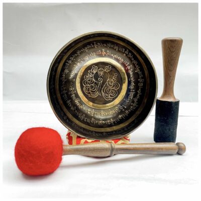 Buddhist Hand-Beaten Jambati Singing Bowl – Conch Shell (Shankha) Design with Carving