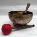 Buddhist Hand-Beaten Jambati Singing Bowl – Yantra Design with Carving - Image 2