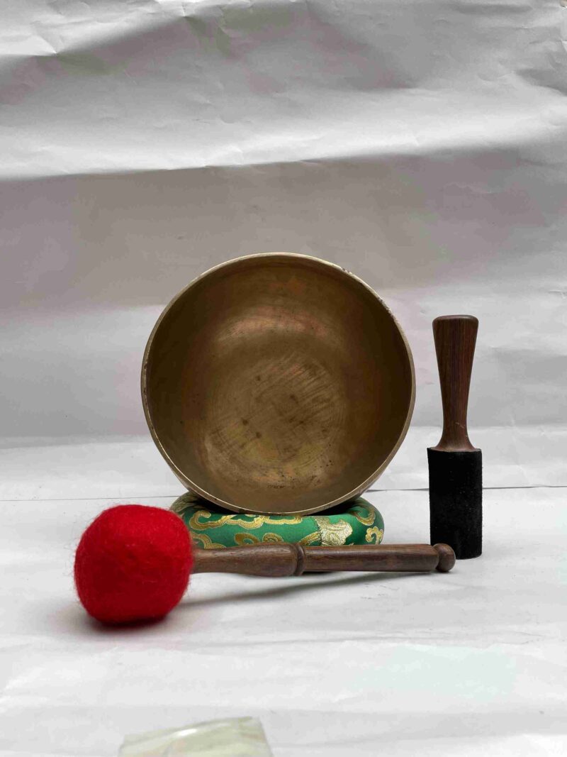 Old, Buddhist Hand-Beaten Jambati Singing Bowl – Plain Design - Image 3
